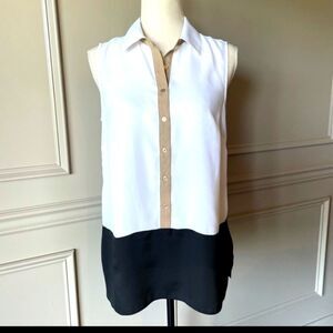 Talbots Block Colored Collared Blouse sz Large P